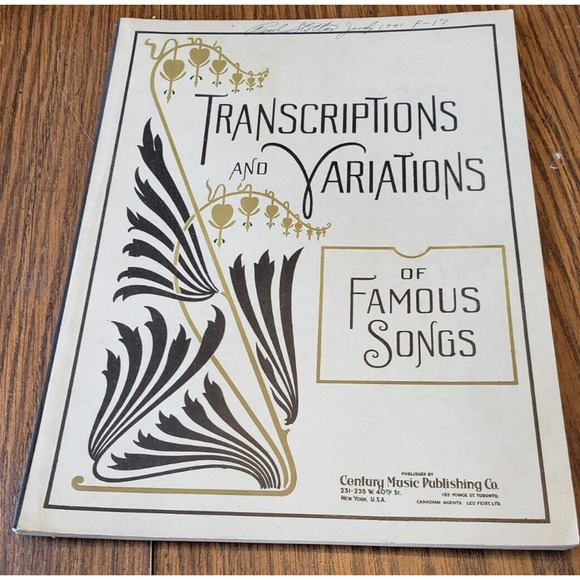 Transcriptions and Variations of Famous Songs 1908 Century Music Publishing - Picture 1 of 6